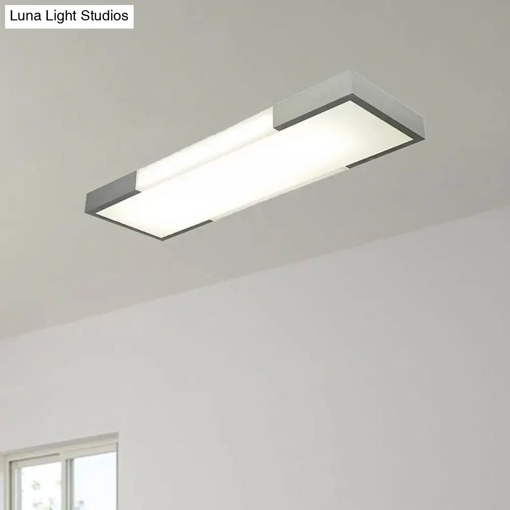 Sleek Simplicity Rectangular Flush Mount Lamp - 8’/15’ Wide Metal 24.5’/35.5’ Long Led