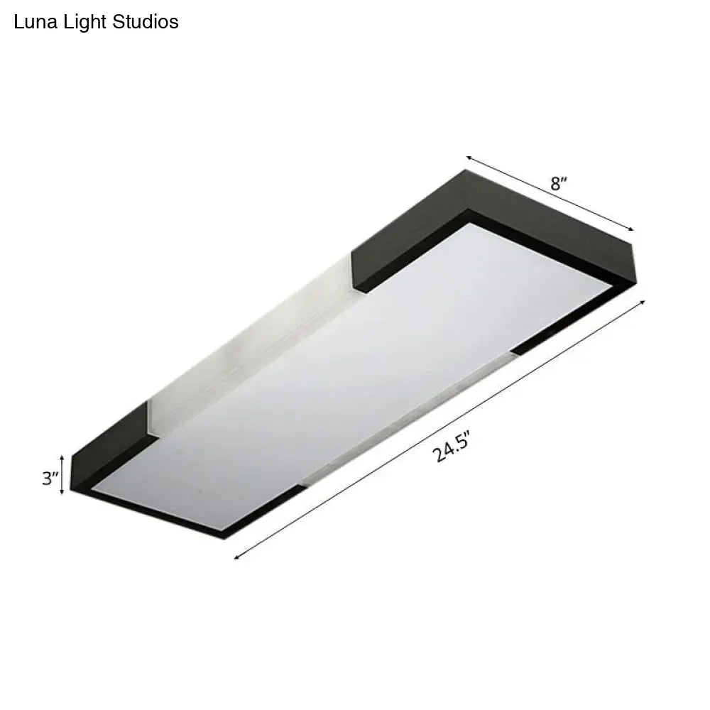 Sleek Simplicity Rectangular Flush Mount Lamp - 8’/15’ Wide Metal 24.5’/35.5’ Long Led