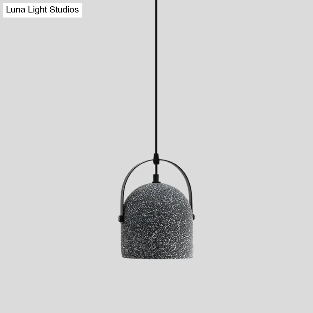 Sleek Single Pendant Light With Geometric Design Cement Finish For Modern Restaurant Ceilings Black