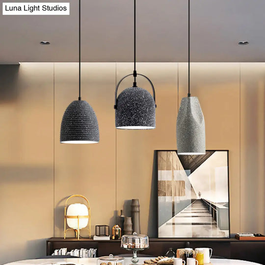 Sleek Single Pendant Light With Geometric Design Cement Finish For Modern Restaurant Ceilings