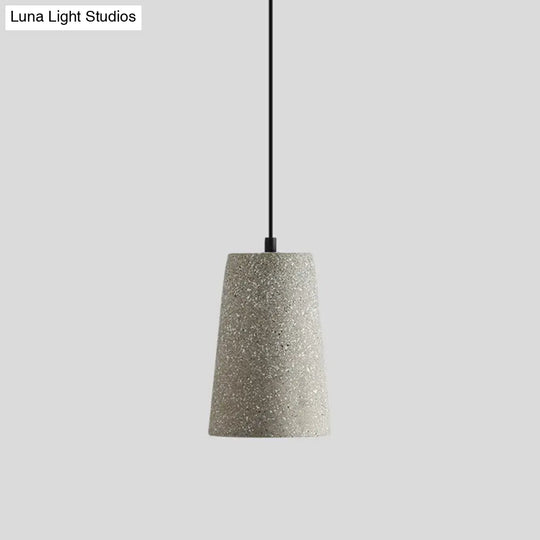 Sleek Single Pendant Light With Geometric Design Cement Finish For Modern Restaurant Ceilings Grey /