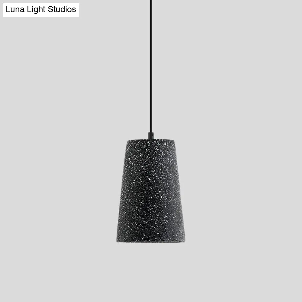 Sleek Single Pendant Light With Geometric Design Cement Finish For Modern Restaurant Ceilings Black