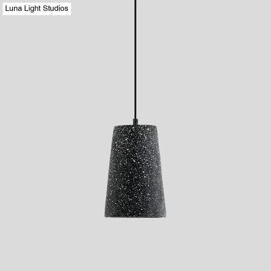 Sleek Single Pendant Light With Geometric Design Cement Finish For Modern Restaurant Ceilings Black