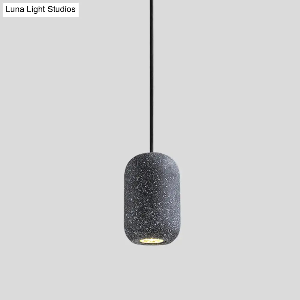 Sleek Single Pendant Light With Geometric Design Cement Finish For Modern Restaurant Ceilings Black