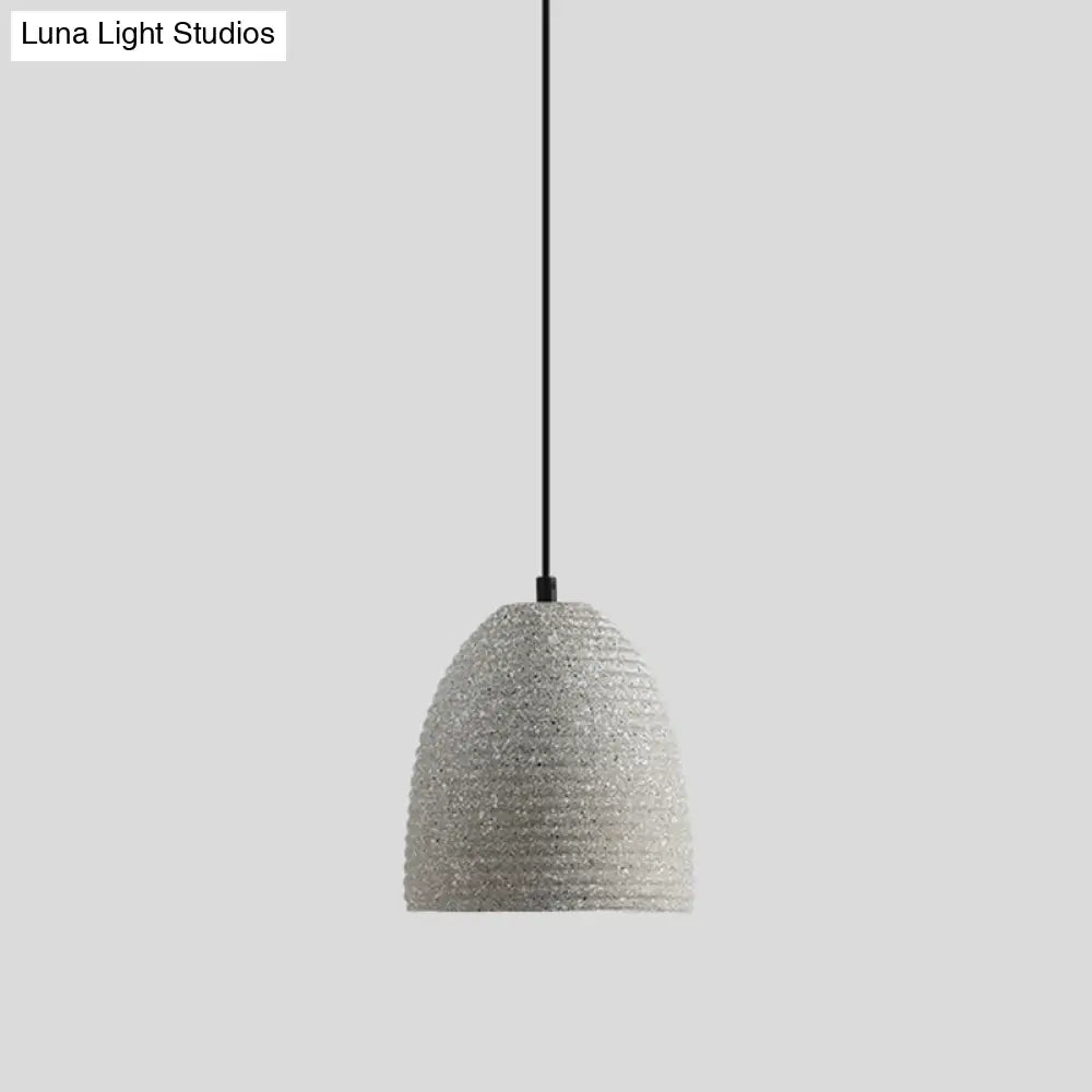 Sleek Single Pendant Light With Geometric Design Cement Finish For Modern Restaurant Ceilings Grey /