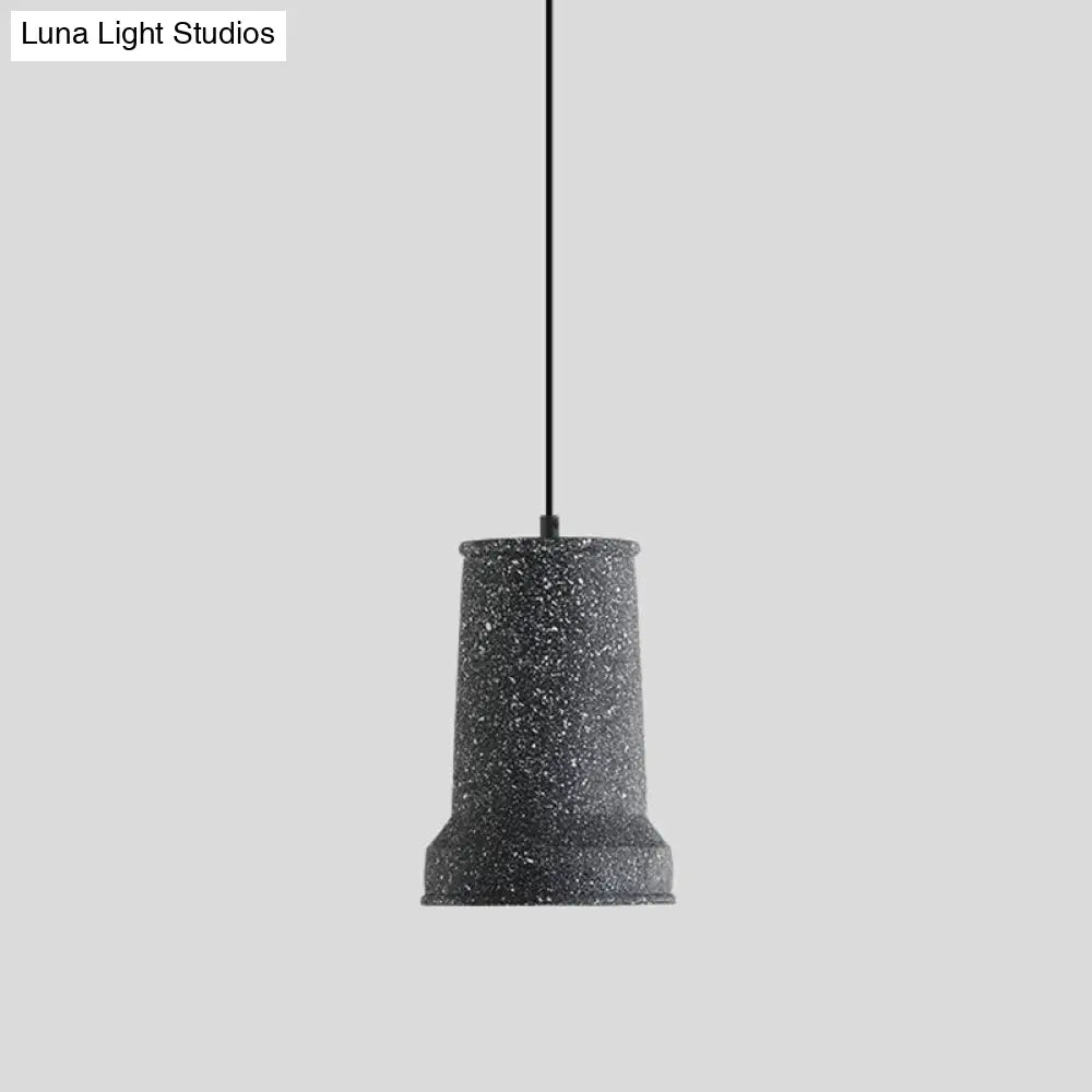 Sleek Single Pendant Light With Geometric Design Cement Finish For Modern Restaurant Ceilings Black