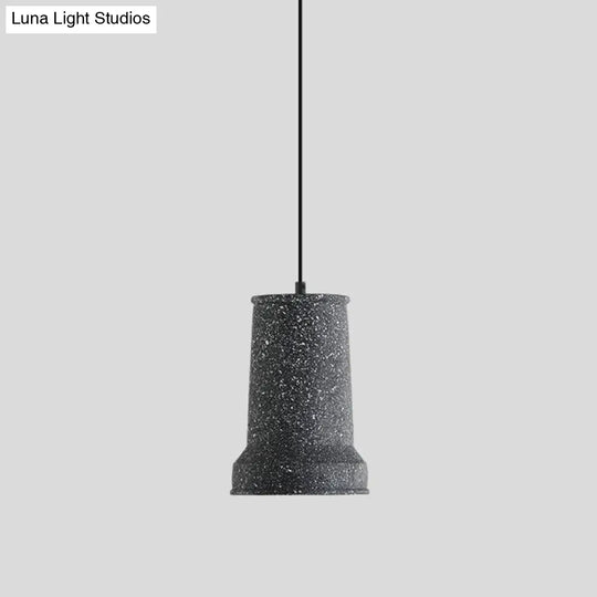 Sleek Single Pendant Light With Geometric Design Cement Finish For Modern Restaurant Ceilings Black