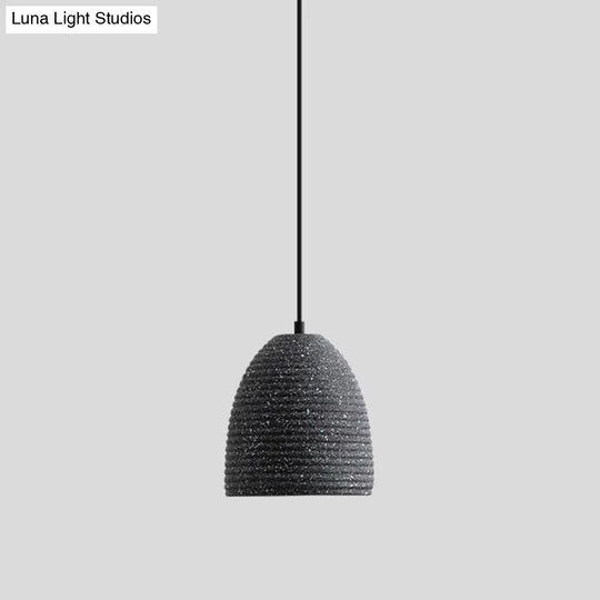 Sleek Single Pendant Light With Geometric Design Cement Finish For Modern Restaurant Ceilings Black