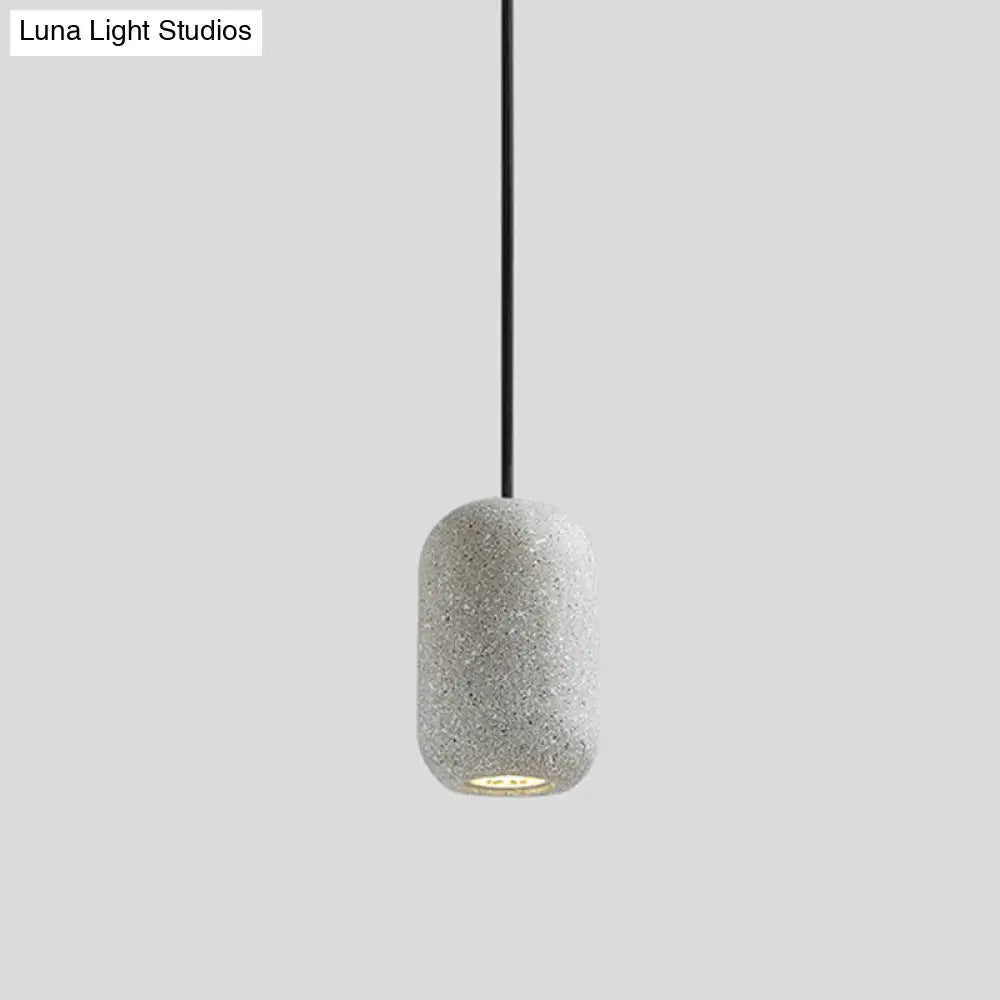 Sleek Single Pendant Light With Geometric Design Cement Finish For Modern Restaurant Ceilings Grey /