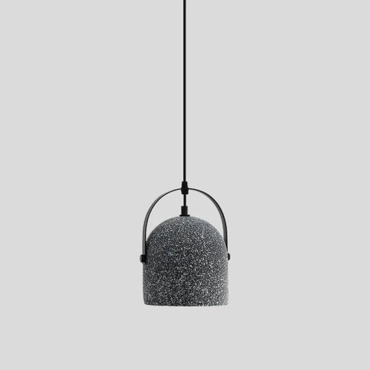 Sleek Single Pendant Light: Geometric Cement Ceiling Fixture For Modern Restaurants Black / Barrel