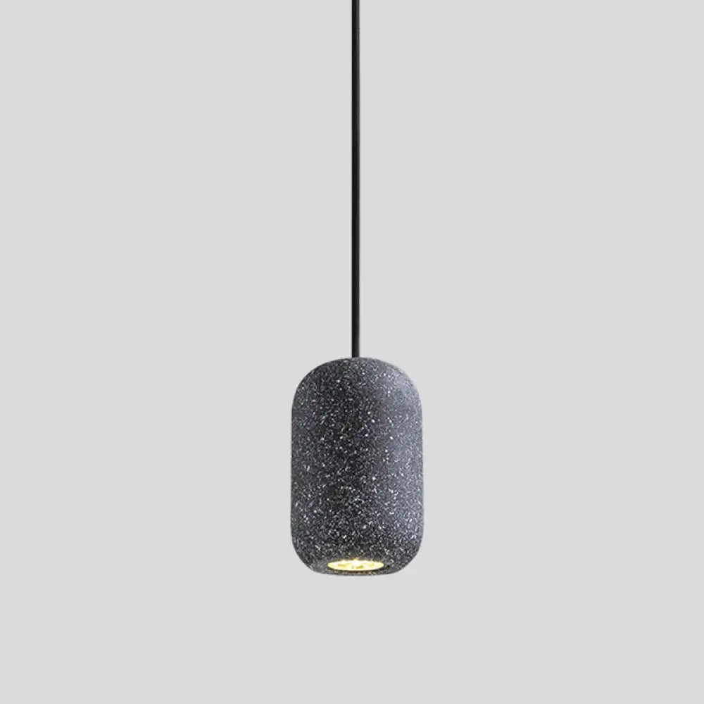 Sleek Single Pendant Light: Geometric Cement Ceiling Fixture For Modern Restaurants Black / Capsule