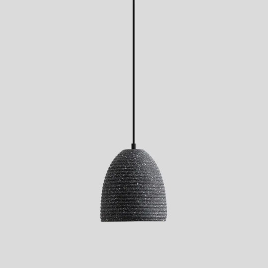 Sleek Single Pendant Light: Geometric Cement Ceiling Fixture For Modern Restaurants Black / Dome