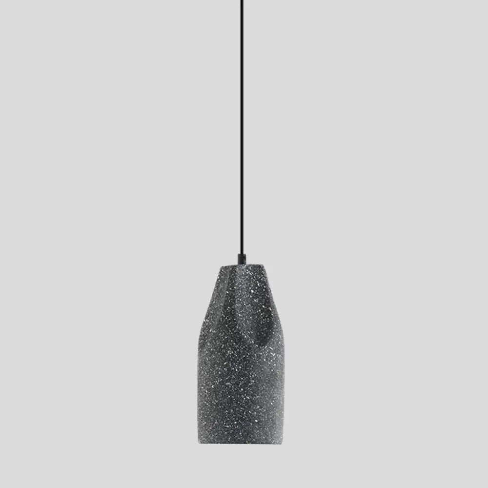 Sleek Single Pendant Light: Geometric Cement Ceiling Fixture For Modern Restaurants Black / Long