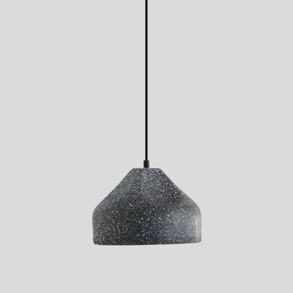 Sleek Single Pendant Light: Geometric Cement Ceiling Fixture For Modern Restaurants Black /