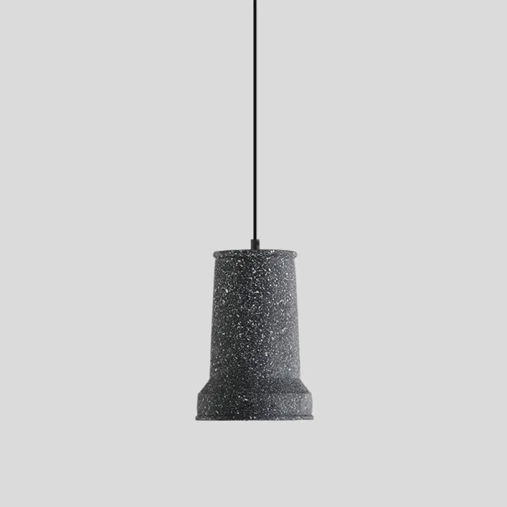 Sleek Single Pendant Light: Geometric Cement Ceiling Fixture For Modern Restaurants Black / Vase