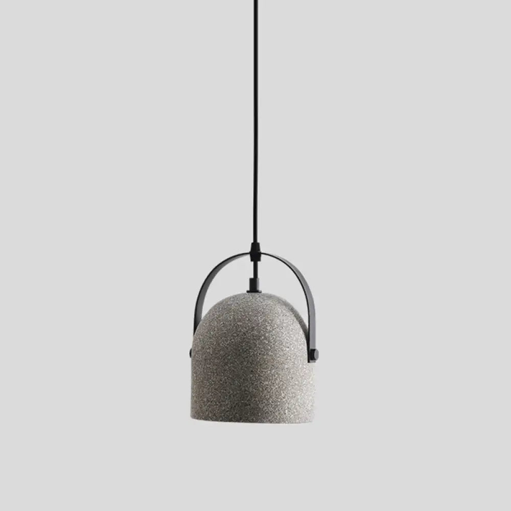 Sleek Single Pendant Light: Geometric Cement Ceiling Fixture For Modern Restaurants Grey / Barrel