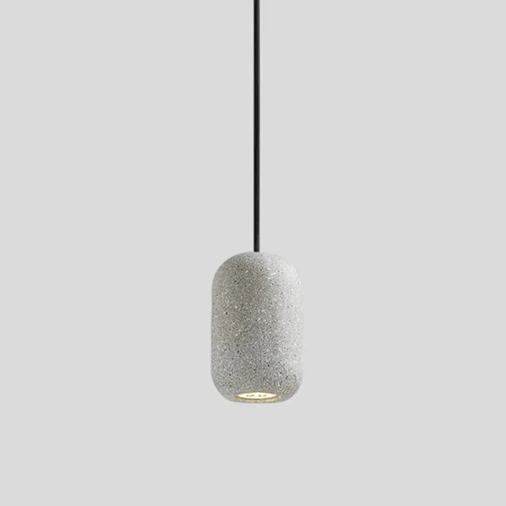 Sleek Single Pendant Light: Geometric Cement Ceiling Fixture For Modern Restaurants Grey / Capsule