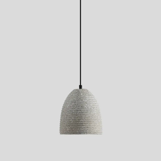 Sleek Single Pendant Light: Geometric Cement Ceiling Fixture For Modern Restaurants Grey / Dome