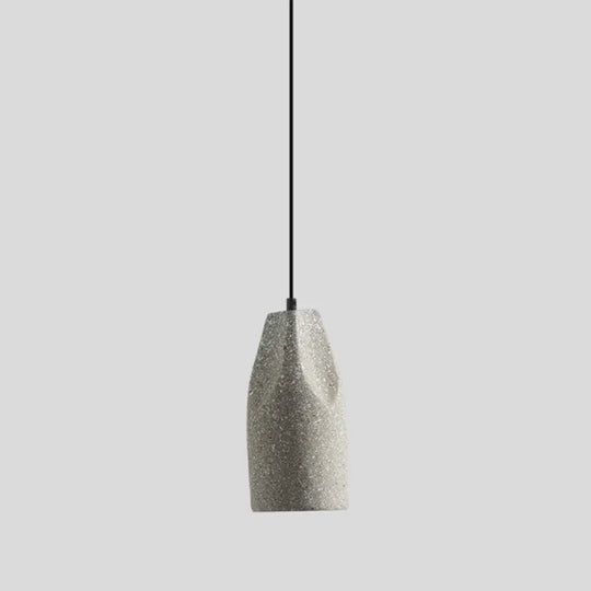 Sleek Single Pendant Light: Geometric Cement Ceiling Fixture For Modern Restaurants Grey / Long Cone