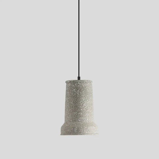 Sleek Single Pendant Light: Geometric Cement Ceiling Fixture For Modern Restaurants Grey / Vase