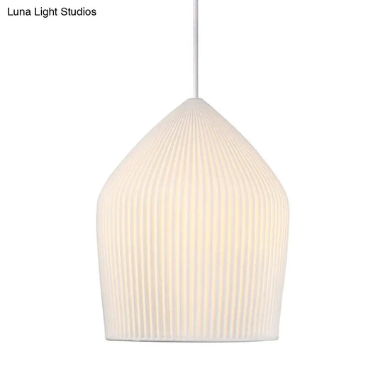 Sleek Prismatic Glass Pendant Light Kit With Single Suspension - White Cloche Hanging Lamp