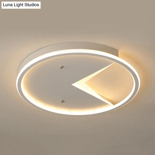 Sleek Slim Panel Led Flush Ceiling Light For Dining Room - Creative Circle Design With Acrylic White
