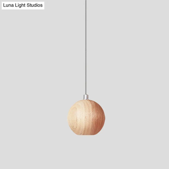 Simple Wood Drop Pendant Light - Beige Led Ceiling Lamp For Study Room