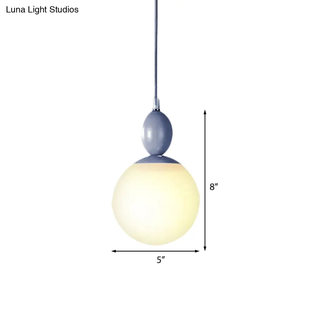 Sleek Spherical Hanging Light With Frosted Glass For Kitchen - 1 Candy Colored Pendant