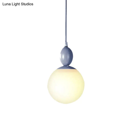 Sleek Spherical Hanging Light With Frosted Glass For Kitchen - 1 Candy Colored Pendant