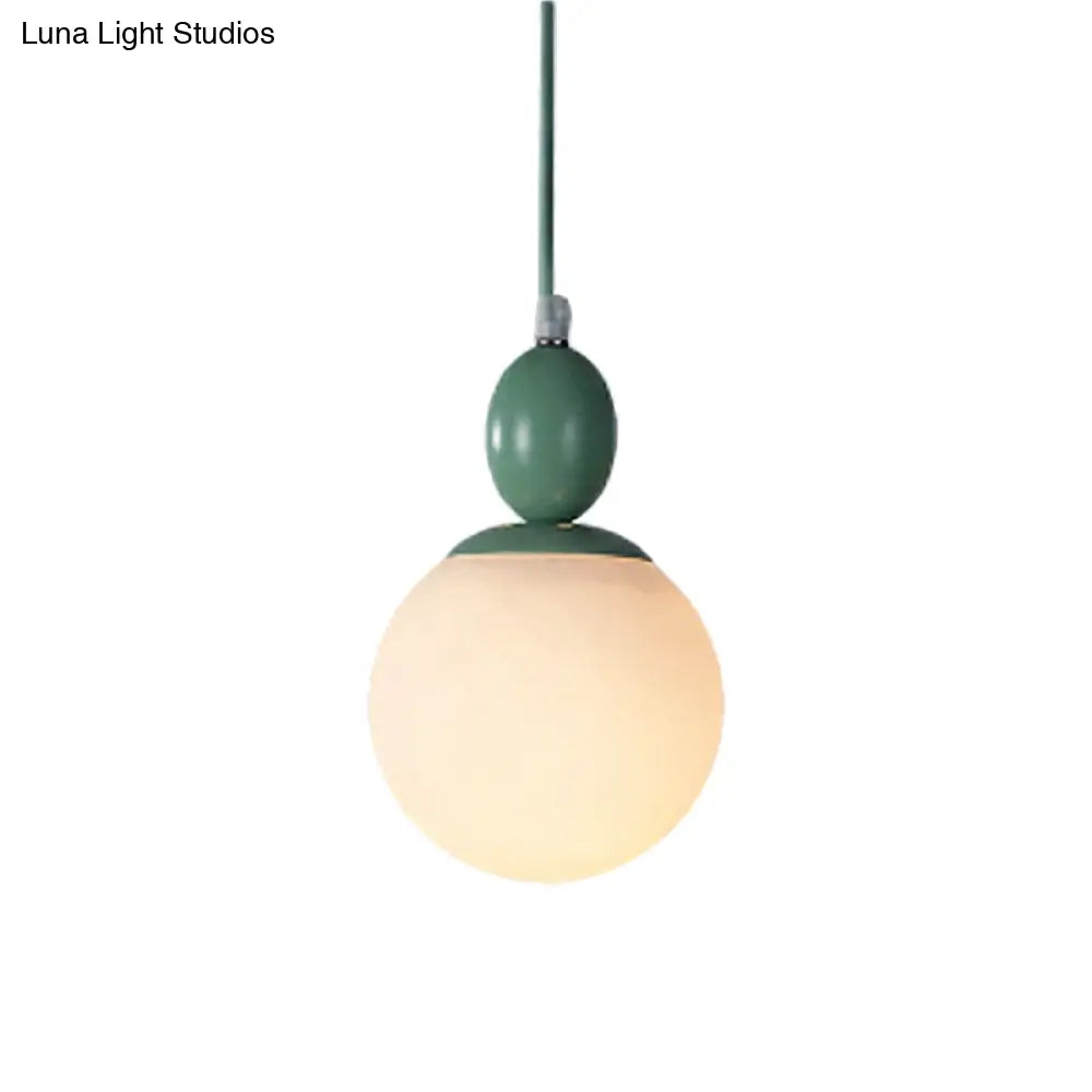 Sleek Spherical Hanging Light With Frosted Glass For Kitchen - 1 Candy Colored Pendant