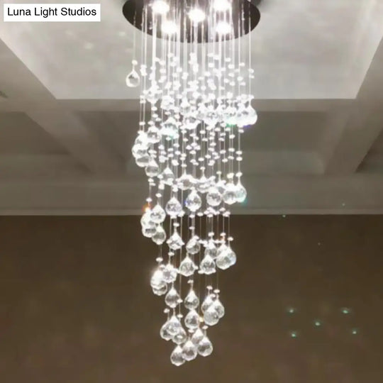 Sleek Spiral Crystal Ball Flush Mount Ceiling Light With 5 Lights - Nickel Finish