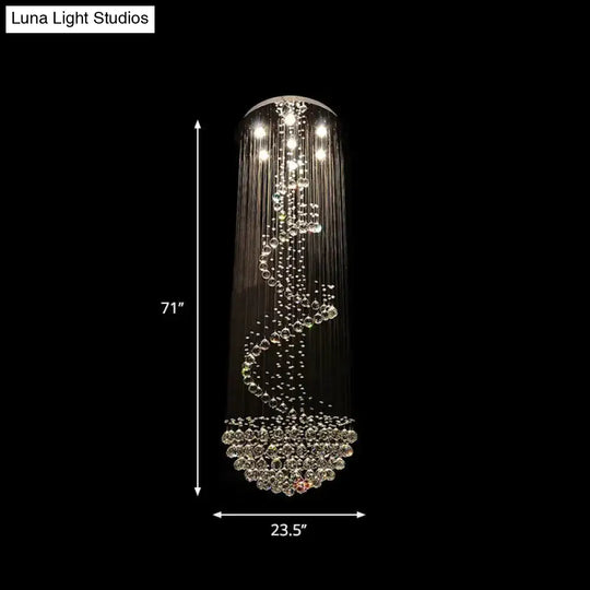 Sleek Spiral Crystal Ceiling Lamp - 7 Lights Flush Mount Fixture For Living Room Modernist Design