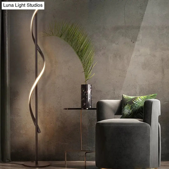 Sleek Spiral Floor Lamp - Modern Acrylic Led Lighting For Living Room In Dark Coffee