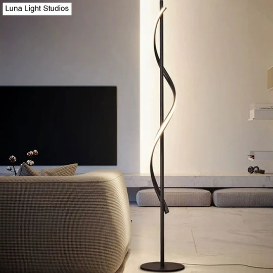 Sleek Spiral Floor Lamp - Modern Acrylic Led Lighting For Living Room In Dark Coffee