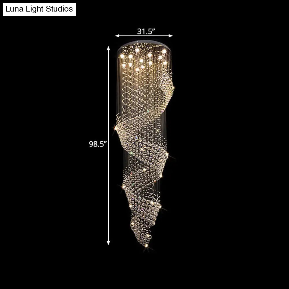 Sleek 13-Light Crystal Led Pendant Lamp For Living Room With Silver Multi-Chandelier Design