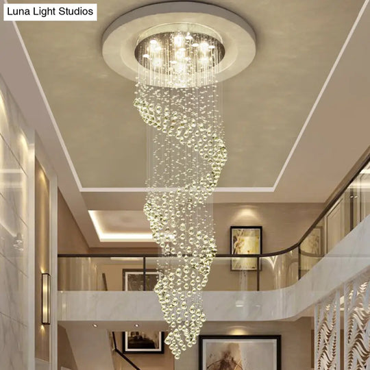 Sleek 13-Light Crystal Led Pendant Lamp For Living Room With Silver Multi-Chandelier Design