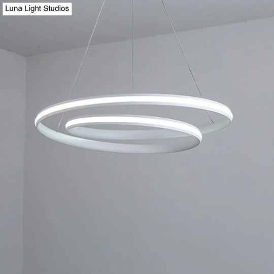 Sleek Spiral Line Chandelier Led Pendant In Warm/White Light - Black/White Minimalist Design 18/23.5