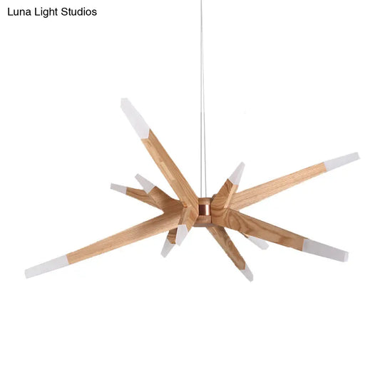 Sleek Sputnik Chandelier Pendant Light: 12 Led Lights Acrylic With Wood Shade