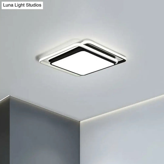 Sleek Square Bedroom Flush Mount Led Lighting With Acrylic Minimalist Design Black / 15 White