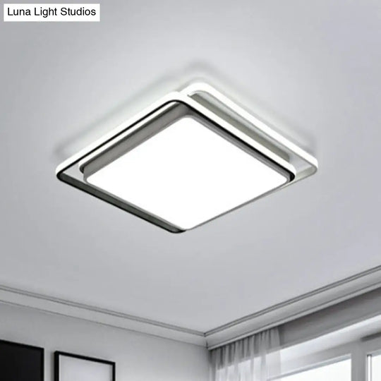 Sleek Square Bedroom Flush Mount Led Lighting With Acrylic Minimalist Design White / 15