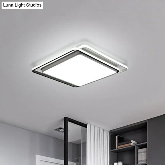 Sleek Square Bedroom Flush Mount Led Lighting With Acrylic Minimalist Design