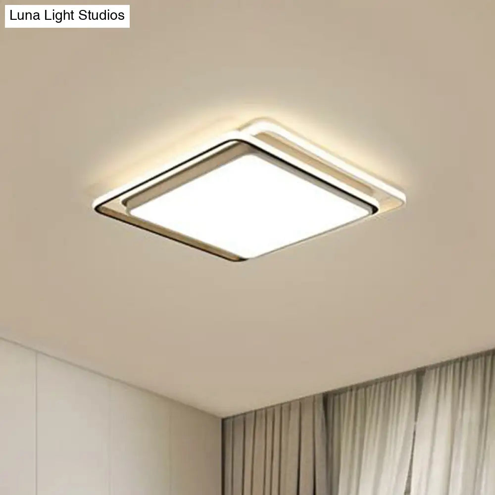 Sleek Square Bedroom Flush Mount Led Lighting With Acrylic Minimalist Design White / 15 Warm