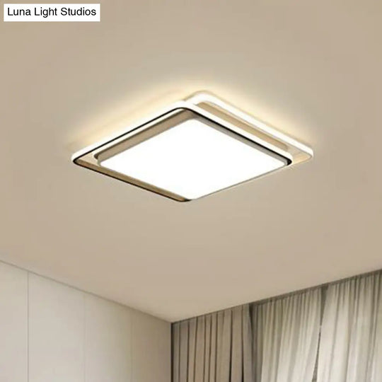 Sleek Square Bedroom Flush Mount Led Lighting With Acrylic Minimalist Design White / 15 Warm