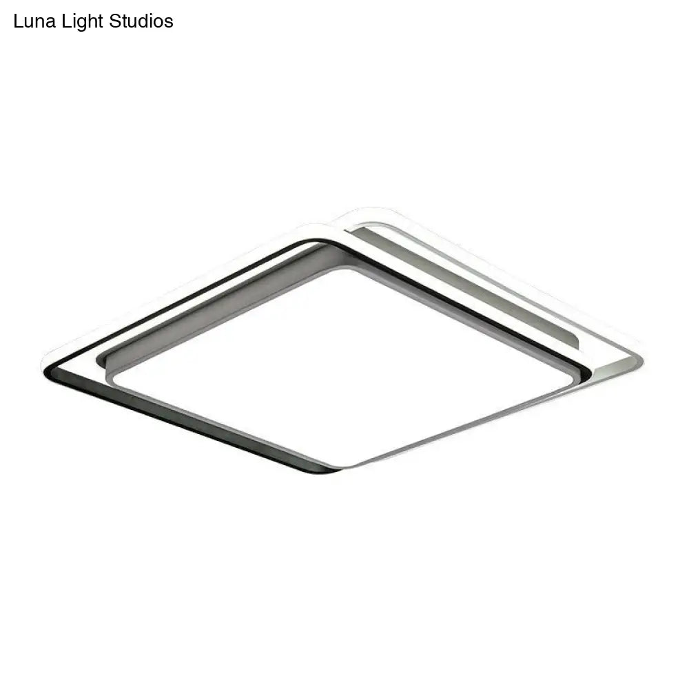 Sleek Square Bedroom Flush Mount Led Lighting With Acrylic Minimalist Design