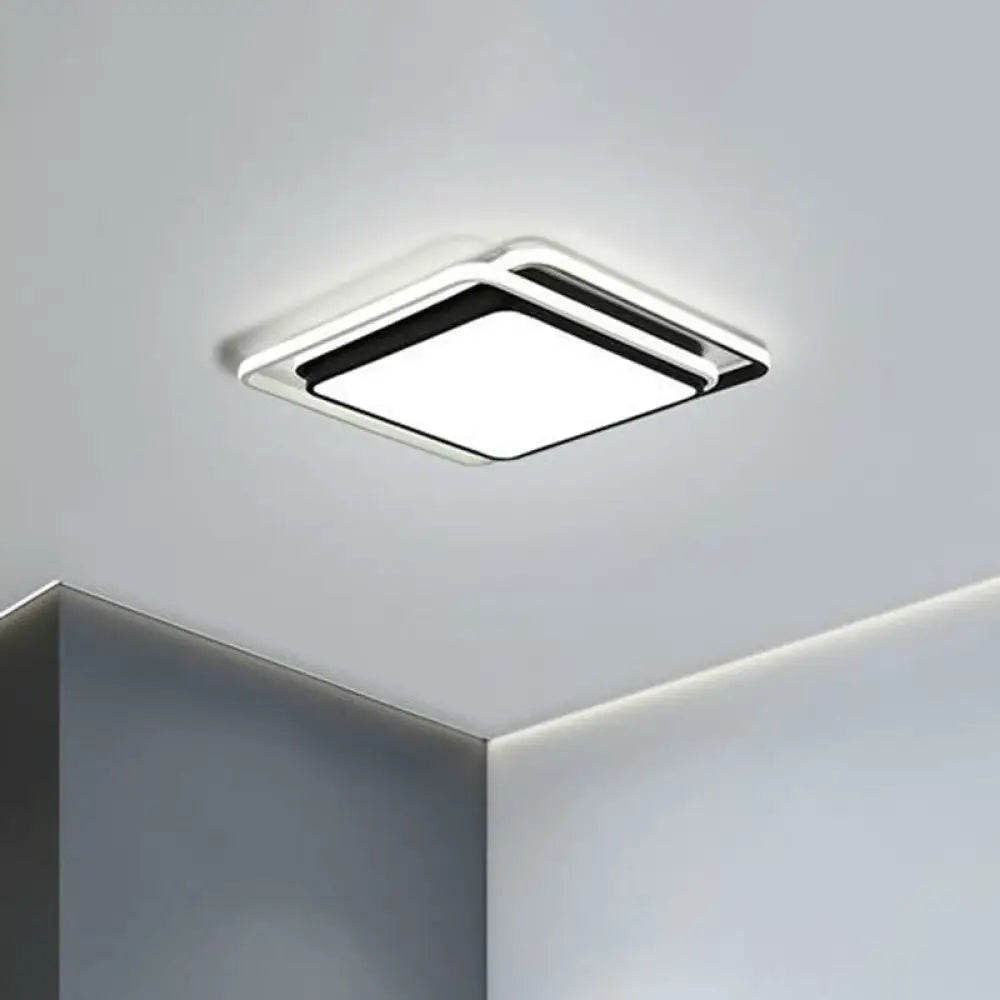 Sleek Square Bedroom Flush Mount Led Lighting With Acrylic Minimalist Design Black / 15’ White