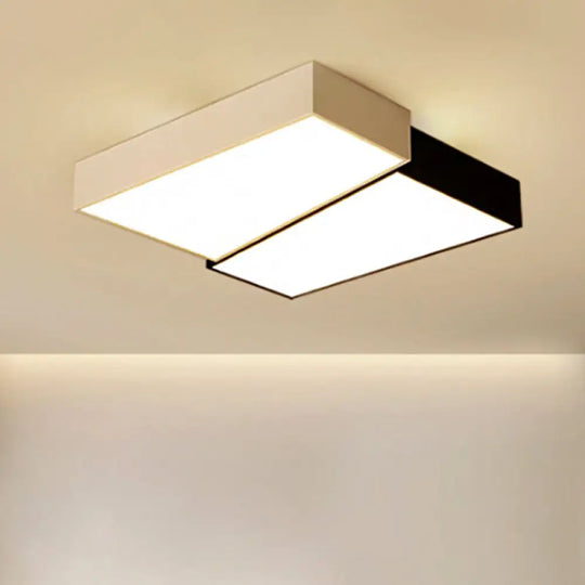 Sleek Square Flush Mount Led Ceiling Light In Black & White Warm/White Black-White / 16.5’ Warm