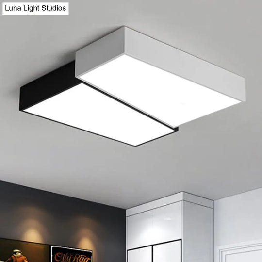 Sleek Square Flush Mount Led Ceiling Light In Black & White Warm/White