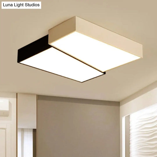 Sleek Square Flush Mount Led Ceiling Light In Black & White Warm/White