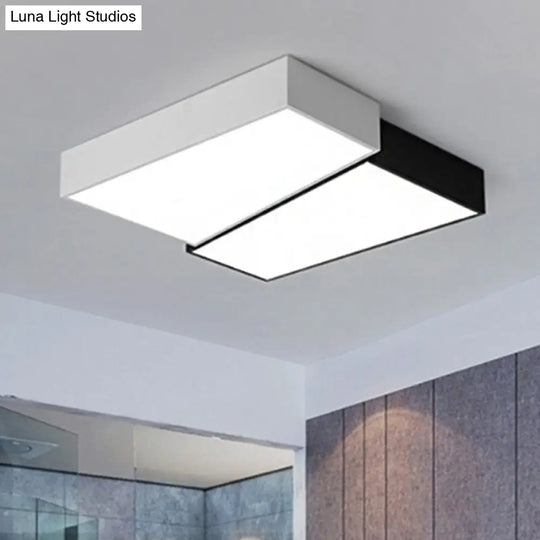 Sleek Square Flush Mount Led Ceiling Light In Black & White Warm/White Black-White / 16.5