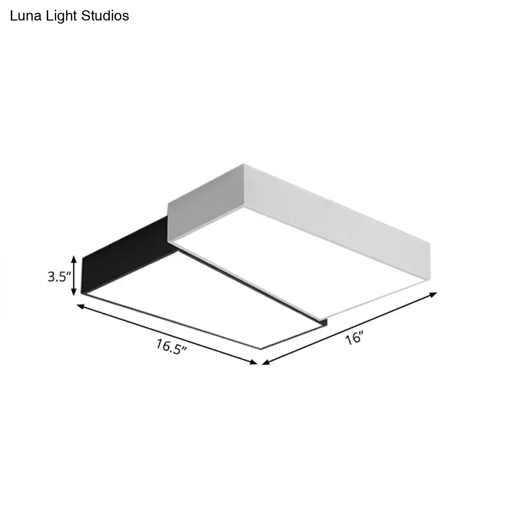 Sleek Square Flush Mount Led Ceiling Light In Black & White Warm/White